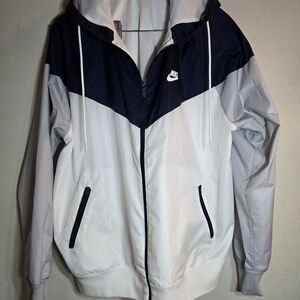 Nike Navy and White Windbreaker Jacket